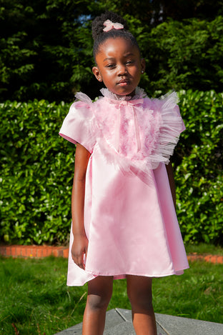 Blush Charm Dress - Girls Satin Dress - Rehoboth Kidz