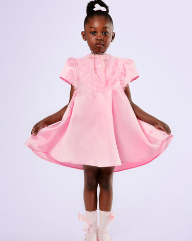 Blush Charm Dress - Girls Satin Dress - Rehoboth Kidz