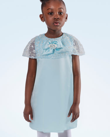 Charis Cape Dress - Elegant Satin Dress - Rehoboth Kidz