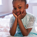Charis Cape Dress - Elegant Satin Dress - Rehoboth Kidz