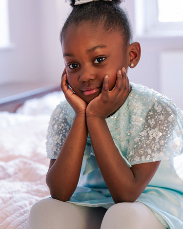 Charis Cape Dress - Elegant Satin Dress - Rehoboth Kidz