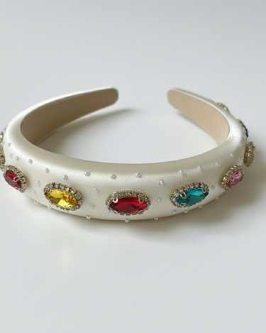 Aurora Jewel Ivory Headband front