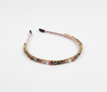 Aurora Line Crystal Pink Satin Headband