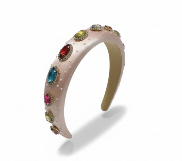 Aurora Jewel Satin Blush Headband