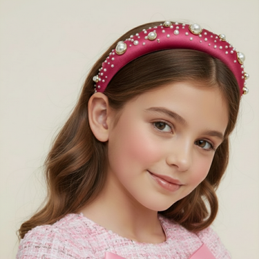 Berry Pearl Luxe Satin Headband