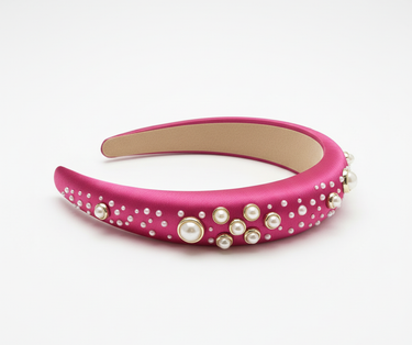 Berry Pearl Luxe Satin Headband