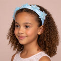 Handmade acrylic floral crystal headband for girls in blue