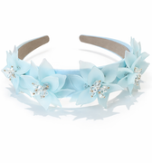 Handmade acrylic floral crystal headband for girls in blue