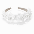 Handmade acrylic floral crystal headband for girls in white