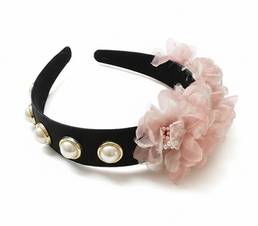 Blooming Pearl Black Headband