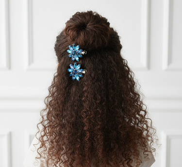 Blue Crystal Bloom Clips