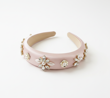 Champagne Pearl Petal Satin Headband