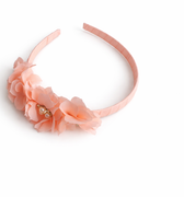 Peach floral headband with pearl and crystal centre detailing for girls
