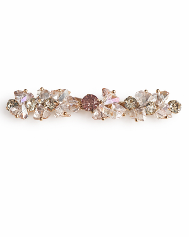 Pink crystal hair clip with slim gold barrette finish for girls