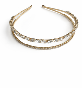 Gold double row crystal slim headband for girls with oval and fine crystal detailing
