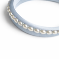 Blue 100% silk padded headband with pearl edging and crystal accents for girls
