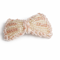 Ivory pearl and blush crystal embellished bow barrette hair clip for girls

