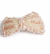 Ivory pearl and blush crystal embellished bow barrette hair clip for girls
