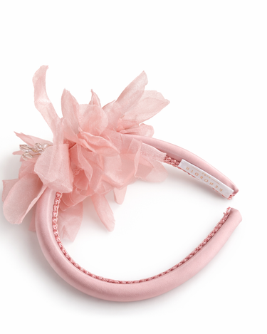 Blush padded floral headband with pearl and crystal centre detailing for girls