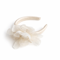 Ivory padded floral headband with pearl and crystal centre detailing for girls