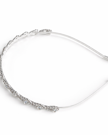 Silver slim headband with clear crystal vine detailing for girls
