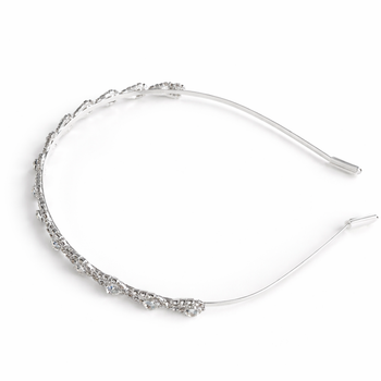 Silver slim headband with clear crystal vine detailing for girls