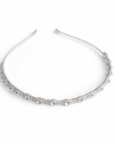 Silver slim headband with clear crystal vine detailing for girls