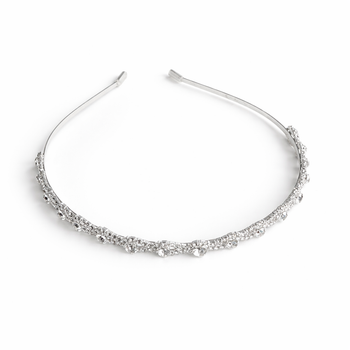 Silver slim headband with clear crystal vine detailing for girls