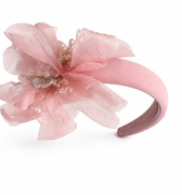Blush padded floral headband with pearl and crystal centre detailing for girls