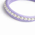 Lilac 100% silk padded headband with pearl edging and crystal accents for girls