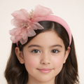 Blush padded floral headband with pearl and crystal centre detailing for girls