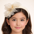 Ivory padded floral headband with pearl and crystal centre detailing for girls