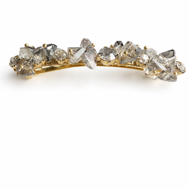 Silver crystal hair clip with slim gold barrette finish for girls
