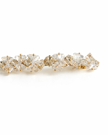White crystal hair clip with slim gold barrette finish for girls
