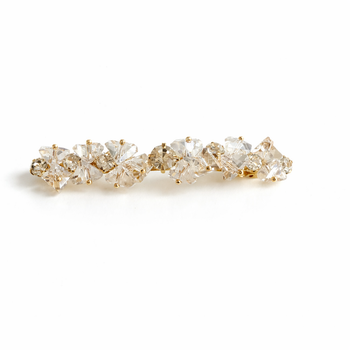 White crystal hair clip with slim gold barrette finish for girls
