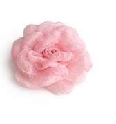 Pink textured rose hair clip for girls with layered sculpted petals
