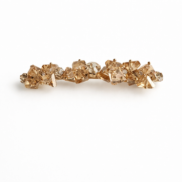 Gold crystal hair clip with slim gold barrette finish for girls