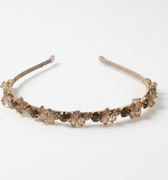 Decorative headband with brown gemstones on a white background