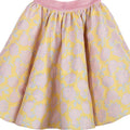 Girls yellow and pink floral brocade full flared skirt with glitter waistband – Buttercup Skirt
