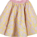 Girls yellow and pink floral brocade full flared skirt with glitter waistband – Buttercup Skirt
