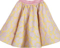 Girls yellow and pink floral brocade full flared skirt with glitter waistband – Buttercup Skirt
