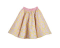 Girls yellow and pink floral brocade full flared skirt with glitter waistband – Buttercup Skirt