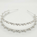 Silver slim headband with clear crystals and pearl drop detailing for girls