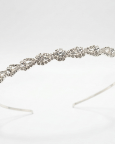 Silver slim headband with clear crystal vine detailing for girls