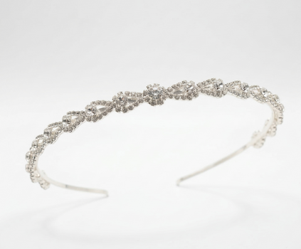 Silver slim headband with clear crystal vine detailing for girls