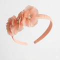 Peach floral headband with pearl and crystal centre detailing for girls
