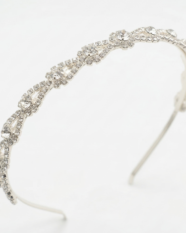 Silver slim headband with clear crystal vine detailing for girls