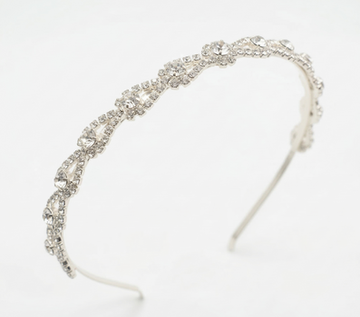Silver slim headband with clear crystal vine detailing for girls