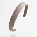 Pink silk slim headband with delicate ivory pearl edge detailing for girls
