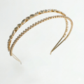 Gold double row crystal slim headband for girls with oval and fine crystal detailing
